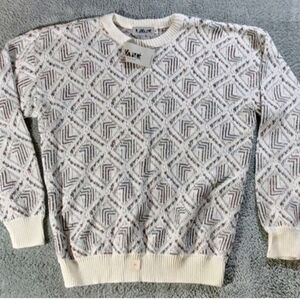 LAVANE NEW YORK Men's Sweater Size XL White Argyle Made In USA NWT
